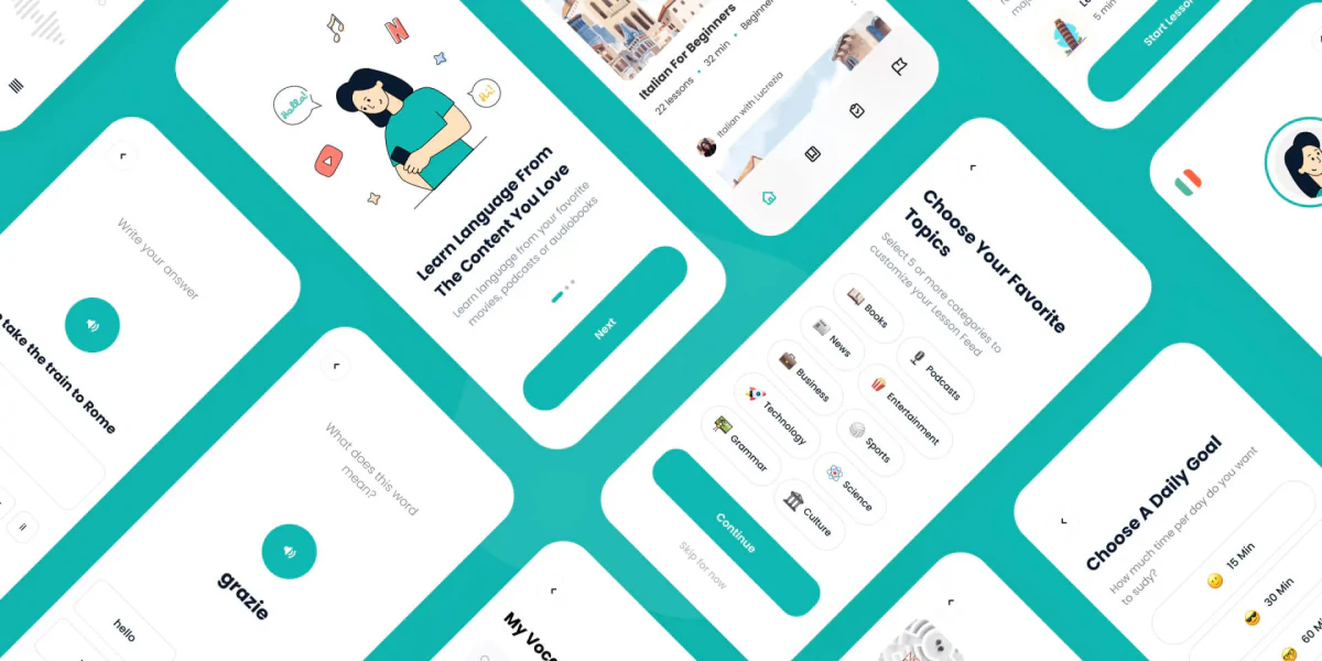 LingQ language learning app screens
