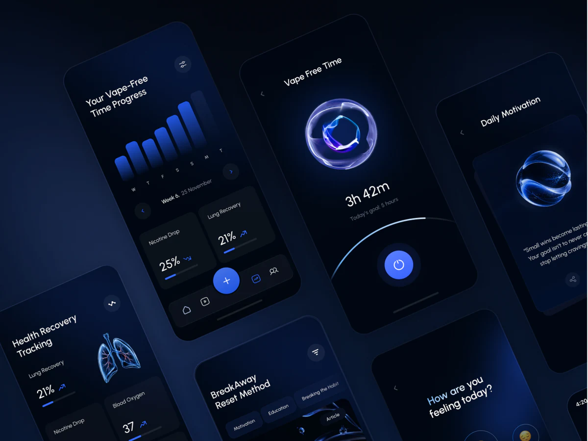VapeAway mobile app screens